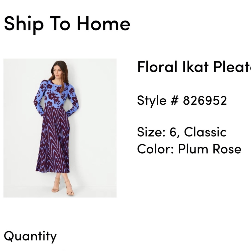 Ann Taylor floral Ikat pleated midi dress